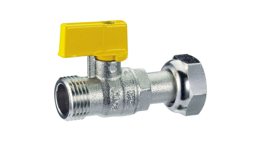 Ball valve for gas meter M.F./swivel union nut with butterfly handle.