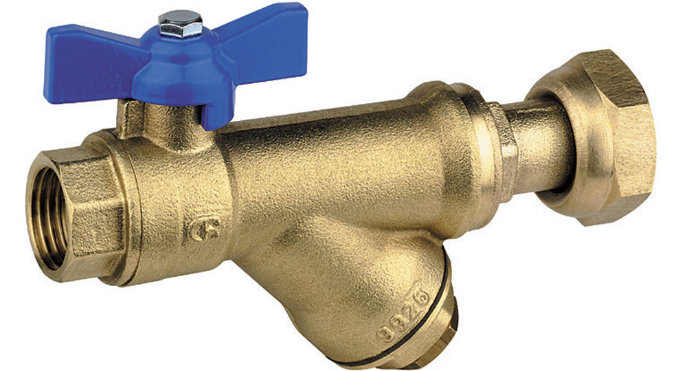 DZR brass EN12165 CW602 combined ball valve F.F./swivel union nut with built-in strainer. WITH DRAIN PLUG.