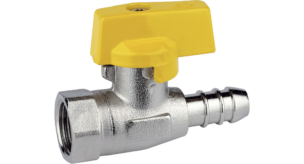 Gas straight cut off valve F.,hose carrier for pipe with inside ø 13 mm (UNI 7140).