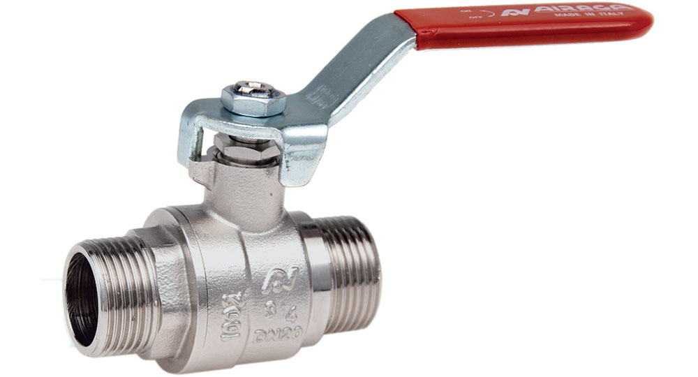 Ball valve full bore M.M. with red handle (screwed iron).
