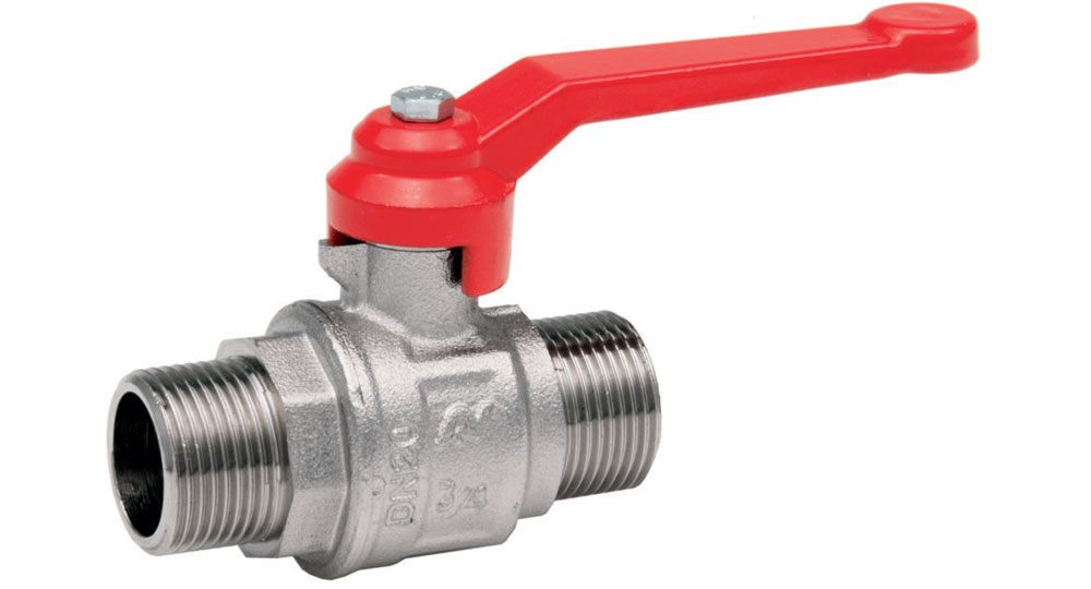 Industrial ball valve full bore M.M. with red aluminium lever handle. EN10226 THREAD