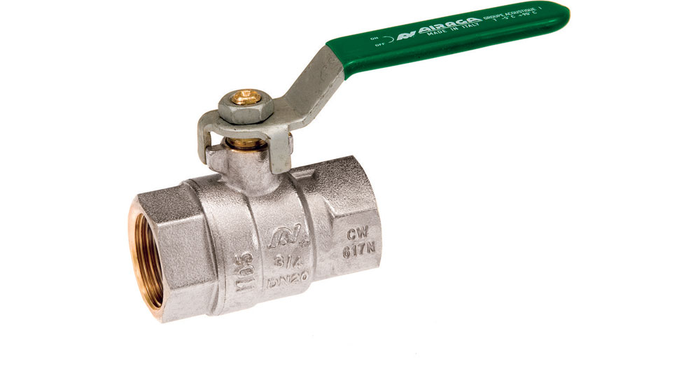 Ecological ball valve full bore F.F.  with green handle (screwed iron).