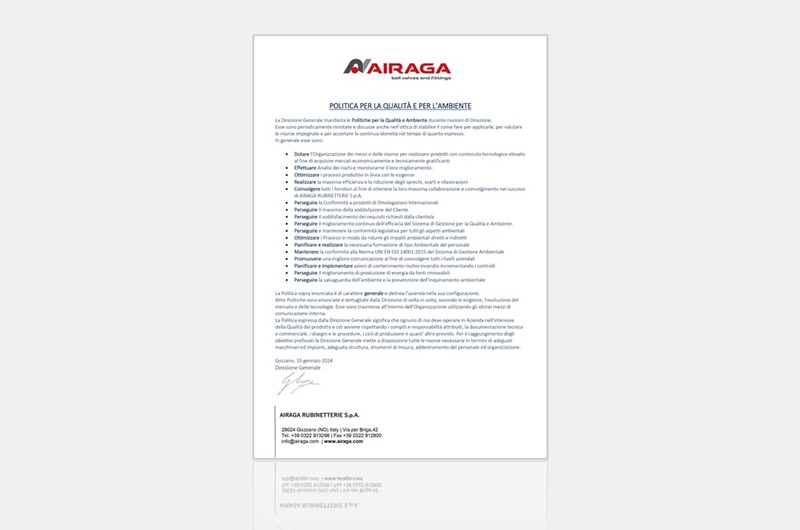 Galley Politica Qualita Gennaio